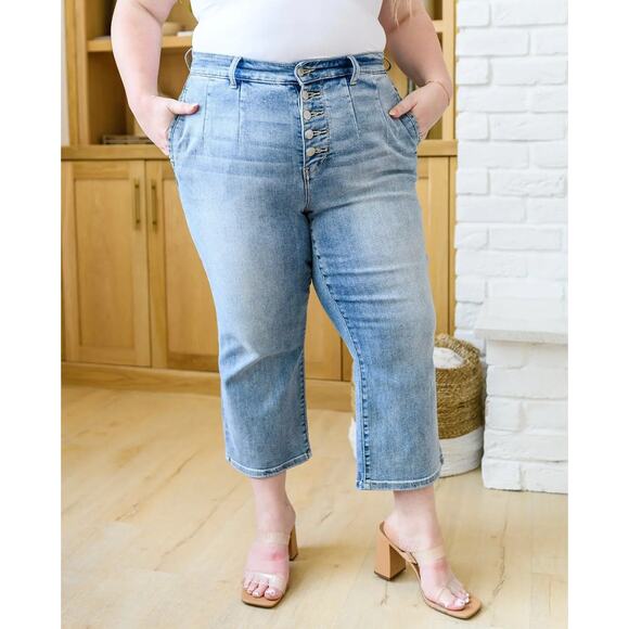 Judy Blue Mandy Wide Leg Cropped Stretch Denim Jeans Plus Size 24 - Picture 1 of 13